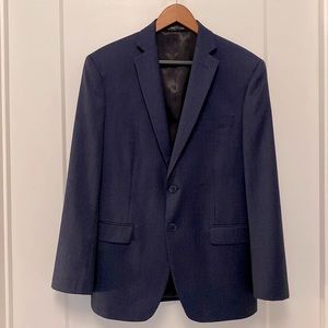 Calvin Klein Wool Navy Pinstripe Double Vent Two Button Slim Fit Sport C…